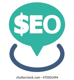 Geotargeting Seo icon. Vector style is bicolor flat iconic symbol with rounded angles, cobalt and cyan colors, white background.