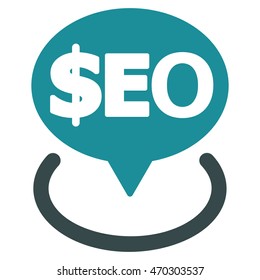 Geotargeting Seo icon. Vector style is bicolor flat iconic symbol with rounded angles, soft blue colors, white background.