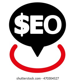 Geotargeting Seo icon. Vector style is bicolor flat iconic symbol with rounded angles, intensive red and black colors, white background.