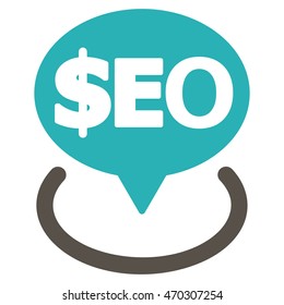 Geotargeting Seo icon. Vector style is bicolor flat iconic symbol with rounded angles, grey and cyan colors, white background.