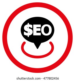 Geotargeting Seo rounded icon. Vector illustration style is flat iconic bicolor symbol, intensive red and black colors, white background.
