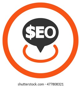 Geotargeting Seo rounded icon. Vector illustration style is flat iconic bicolor symbol, orange and gray colors, white background.