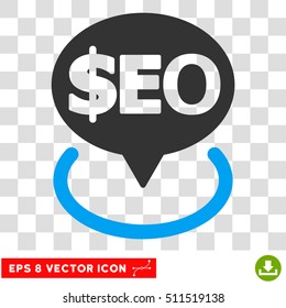 Geotargeting Seo vector icon. Image style is a flat blue and gray pictograph symbol.