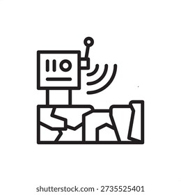Geotechnical sensor icon symbolizing ground monitoring and civil engineering, representing piezometers, inclinometers, soil stability instruments, remote telemetry units, and structural safety sensors