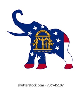 The Geotgia Republican elephant flag over a white background
