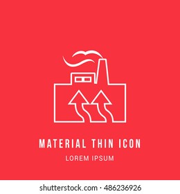 Geothermal Bright red material designed line thin flat icon / logo