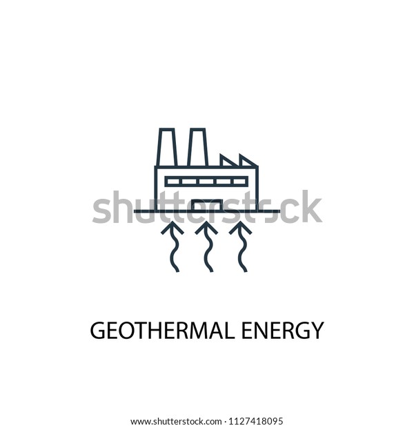 Image vectorielle de stock de Geothermal Energy Concept Line Icon