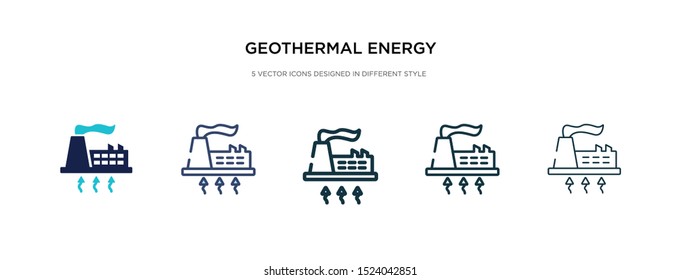 geothermal energy icon in different style vector illustration. two colored and black geothermal energy vector icons designed in filled, outline, line and stroke style can be used for web, mobile, ui