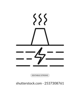 Geothermal energy icon, environment, nature, ecology symbol on white background - vector illustration
