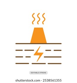 Geothermal energy icon, environment, nature, ecology symbol on white background - vector illustration