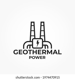 geothermal energy icon. power plant logo. sustainable, renewable and alternative energy symbol. isolated vector image