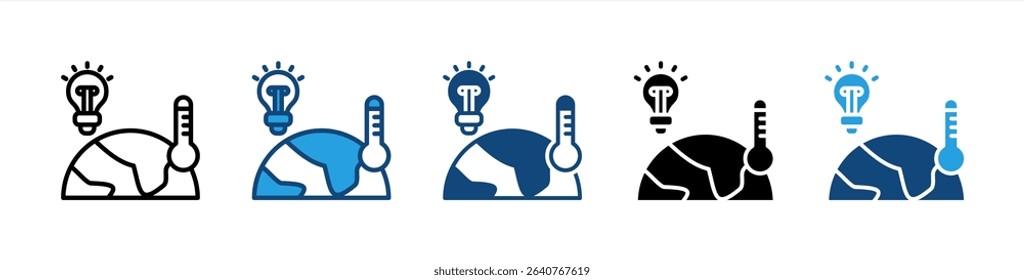 Geothermal Energy icon sheet multiple style collection