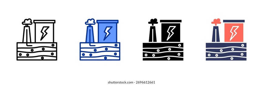 Geothermal Energy icon sheet multiple style collection