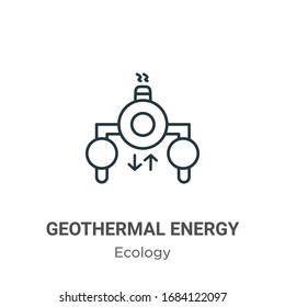 Geothermal energy outline vector icon. Thin line black geothermal energy icon, flat vector simple element illustration from editable ecology concept isolated stroke on white background