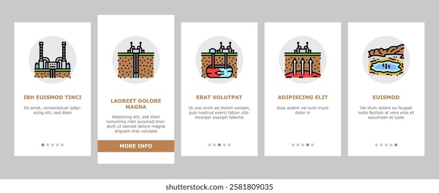 geothermal energy power plant onboarding mobile vector green generator, heat electric industry pump, ground source thermal station biomass geothermal energy power plant illustrations