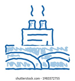 geothermal energy power plant sketch icon vector. Hand drawn blue doodle line art geothermal energy power plant sign. isolated symbol illustration