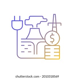 Geothermal Energy Price Gradient Linear Vector Icon. Sustainable Thermal Power Production. Price For Energy Purchase. Thin Line Color Symbols. Modern Style Pictogram. Vector Isolated Outline Drawing