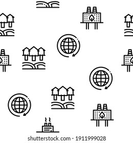 Geothermal Energy Seamless Pattern Vector Thin Line. Illustrations
