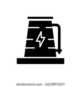 Geothermal Energy Tower Icon Black Filled Line Art Glyph