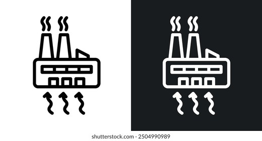 Geothermal Energy vector icon set black and white filled and outlined style.