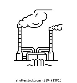 Geothermal factory color line icon.  Pictogram for web page, mobile app, promo.
