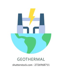 Geothermal flache Icon Mini-Illustration, für moderne Konzeption, Print, UI, UX-Kit, Web und App-Entwicklung. Vektor im Zusammenhang mit grüner Technologie und mehr