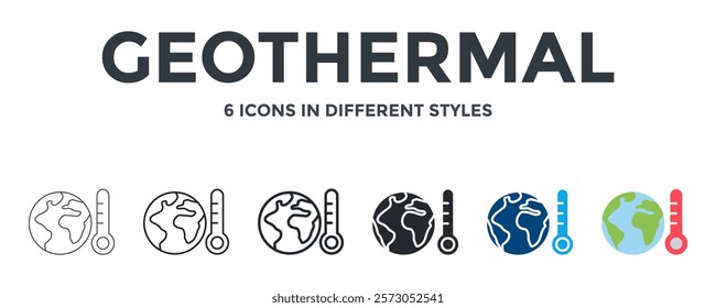 Geothermal Icon In Different Style Vector Illustration. Designed In Thin Line, Regular Line, Bold Line, Glyph, Color Fill, And Flat Style Can Be Used For Web