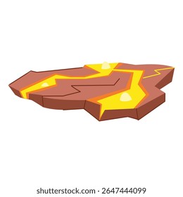 desenho animado da plataforma de lava geotérmica. fluxo basáltico, caldeira de ventilação, fissura tectônica sinal da plataforma de lava geotérmica.