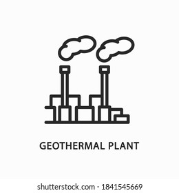Geothermal plant line flat icon. Vector illustration alternative renewable energy sources.