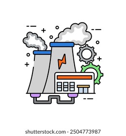 Geothermal Power Fill Color Icon, Vector illustration