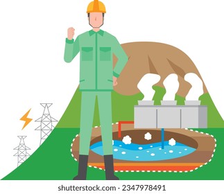 Geothermale Stromerzeugung und männliche Arbeitnehmer