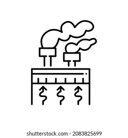 Geothermal power plant. Sustainable alternative energy generation. Pixel perfect, editable stroke icon