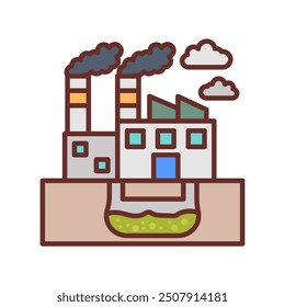 Geothermal Power Plants Filled Icons , Vector illustration