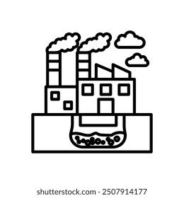 Geothermal Power Plants Outline Icon, Vector illustration