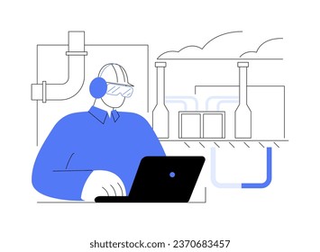 Geothermal power station abstract concept vector illustration. Engineer working at geothermal power platform, ecology industry, sustainable technology, renewable energy abstract metaphor.