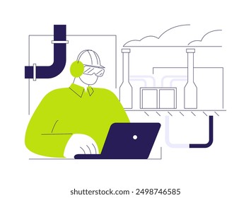 Geothermal power station abstract concept vector illustration. Engineer working at geothermal power platform, ecology industry, sustainable technology, renewable energy abstract metaphor.