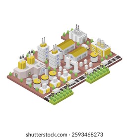 Geothermal power station in isometric vector on white background