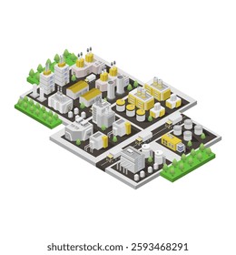 Geothermal power station in isometric vector on white background
