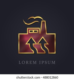 Geothermal Red Ruby with Golden Frame Precious Jewellery Icon / Logo Design