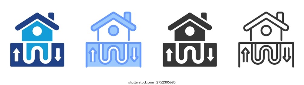 Geothermal System icon set multiple style collection