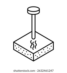 Geothermal wellhead system on platform showing heat extraction process. Isometric vector icon. Editable stroke.