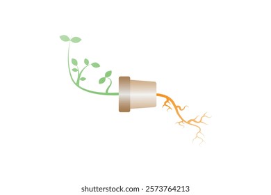 Geotropism Process in plants Science Design. Vector Illustration.