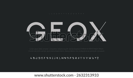 Geox creative modern liquid alphabet display font vector. Unique trendy typography style 