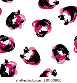 Gepard Drawing Vector Seamless Pattern. Brush Cheetah Abstract Design. Safari Aquarelle Background. Dyed Ink Skin Texture.