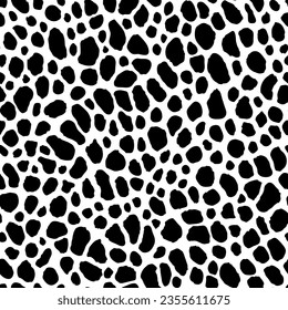 Gepard Spots Seamless Pattern. Jaguar print, animal skin, tiger stripes, abstract pattern, line background fabric. Amazing hand drawn vector illustration. Black and white artwork texture