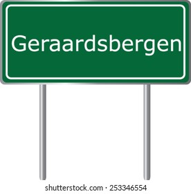 Geraardsbergen, Belgium, road sign green vector illustration, road table