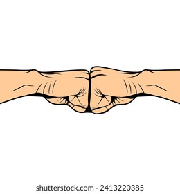 GERAKAN TANGAN SALAM TINJU TINJU, FIST PUMP GREETING HAND GESTURE VECTOR ILLUSTRATION