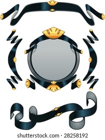 Geraldic elements Royal ribbons. Gold. Vector