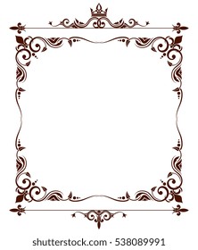 Geraldic royal fleur de lys ornate frame. Heraldic design decoration. Vector illustration