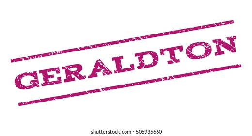 Geraldton watermark stamp. Text caption between parallel lines with grunge design style. Rubber seal stamp with scratched texture. Vector purple color ink imprint on a white background.